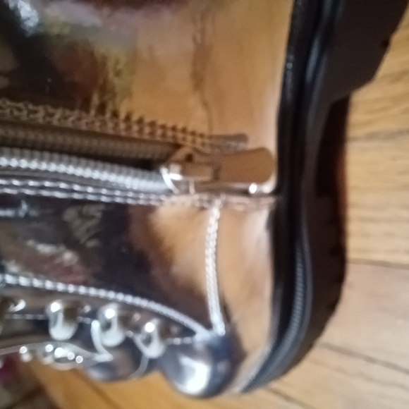 Forever 21 Shiny Silver Rhinestone Comvat Boots - Picture 6 of 12